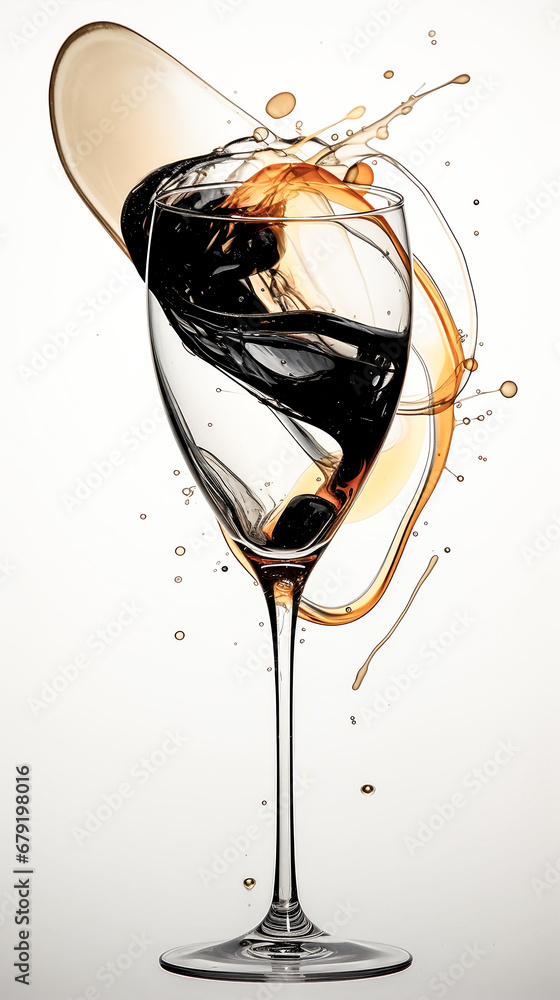 Poster an abstract image of a gold and black highball glass is captured, reflecting light and creating a me
