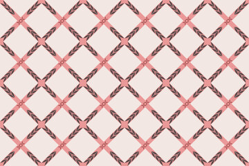 Diagonal cross-grid pattern, repeat and seamless, geometric and floral element for textile, tile, wallpaper or wrapping