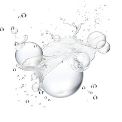 Air oxygen cell bubbles for cosmetics product on white background
