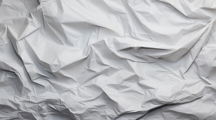 Obraz premium Texture of crumpled white paper, top view. Light gray crumpled paper background, close-up. Blank white paper. Place for text. Copy space