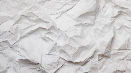 Obraz premium Texture of crumpled white paper, top view. Light gray crumpled paper background, close-up. Blank white paper. Place for text. Copy space