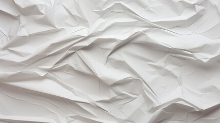 Obraz premium Texture of crumpled white paper, top view. Light gray crumpled paper background, close-up. Blank white paper. Place for text. Copy space