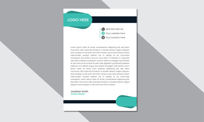 Simple and creative letterhead design with blue color in A4 size with geometric shapes