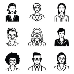 Business People 1 Flat Icon Set Isolated On White Background