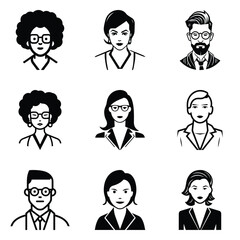 Business People 1 Flat Icon Set Isolated On White Background