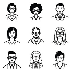 Business People 1 Flat Icon Set Isolated On White Background