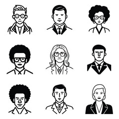 Business People 1 Flat Icon Set Isolated On White Background