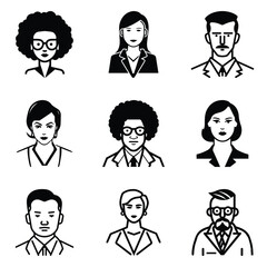 Business People 1 Flat Icon Set Isolated On White Background