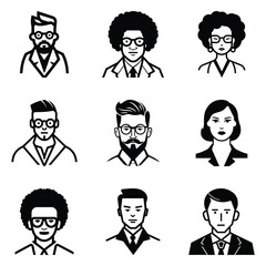 Business People 1 Flat Icon Set Isolated On White Background