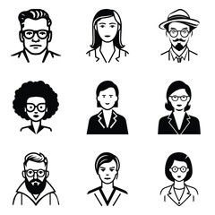 Business People 1 Flat Icon Set Isolated On White Background