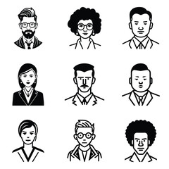 Business People 1 Flat Icon Set Isolated On White Background