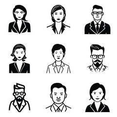 Business People 1 Flat Icon Set Isolated On White Background