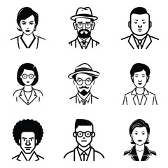 Business People 1 Flat Icon Set Isolated On White Background