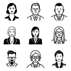 Business People 1 Flat Icon Set Isolated On White Background