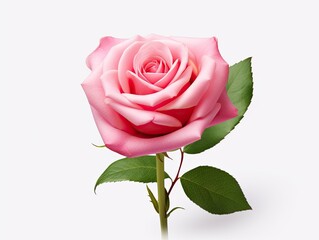 Beautiful Pink Rose Flower isolated on white background
