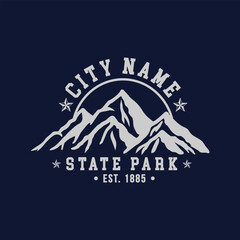 State Park Mountains, United States Illustration Clip Art Design Shape. State park Silhouette Icon Vector.