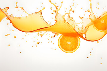 Orange juice splash isolated on white background - obrazy, fototapety, plakaty