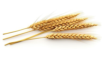 Horizontal Wheat Ears isolated on white background