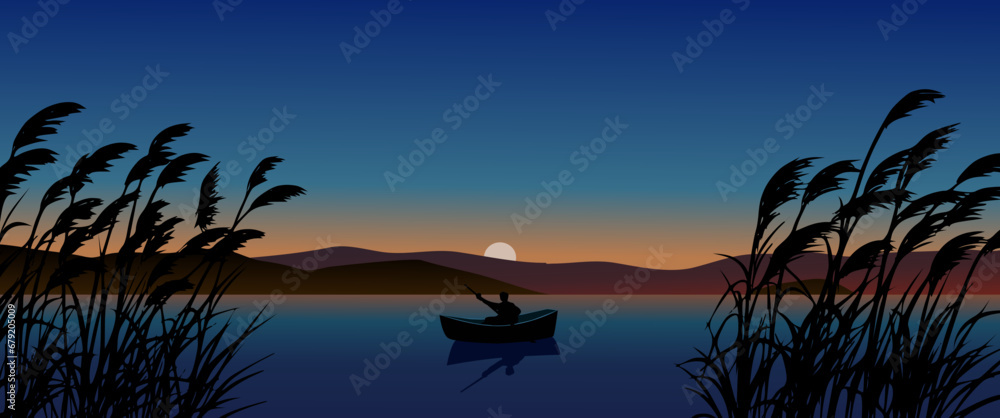 Wall mural sunset on the lake