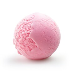 Pink Ice Cream Ball isolated on white background - obrazy, fototapety, plakaty