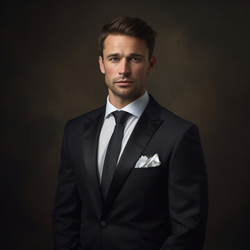 Fotografia de atractivo hombre vestido con traje elegante