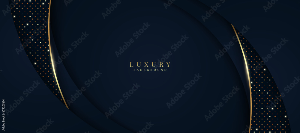 Wall mural luxurious dark blue background with sparkling gold and glitter. modern elegant abstract background