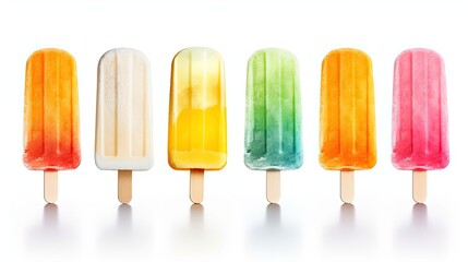 Set of Ice Popsicle Lollies isolated on white background