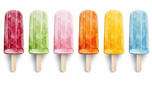 Set of Ice Popsicle Lollies isolated on white background