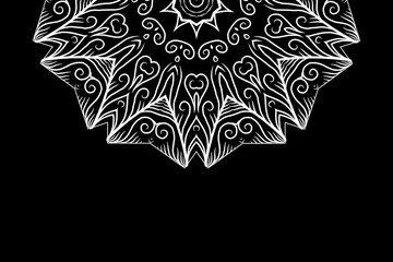 Luxurious Black and white mix pattern of modern Chinese oriental Java traditional classic borneo line art