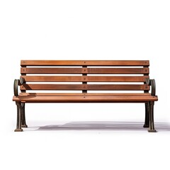 Wooden Park Bench on White Background isolated on white background