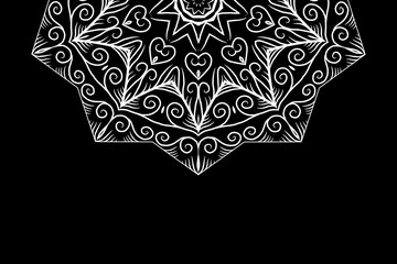 Luxurious Black and white mix pattern of modern Chinese oriental Java traditional classic borneo line art