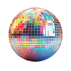 Obraz premium Colorful Glitter Retro 70s Disco Ball Isolated on Transparent Background PNG 