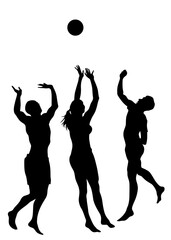 Young athletes playing volleyball on beach