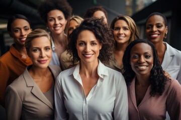 Obraz premium Diverse group of women leaders Demonstrate strength, determination, and determination to overcome obstacles.