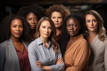 Obraz premium Diverse group of women leaders Demonstrate strength, determination, and determination to overcome obstacles.