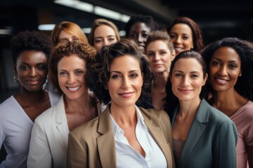 Obraz premium Diverse group of women leaders Demonstrate strength, determination, and determination to overcome obstacles.