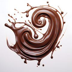 Melted dark Chocolate swirl whirlpool isolated on white background