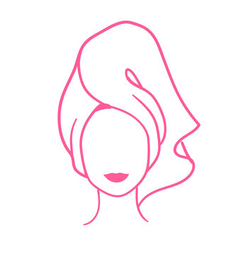 recommend clip art: Vector illustration sketch of female portrait wrapped with towel in pink color