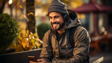 Fototapeta premium young man working in the cafe.
