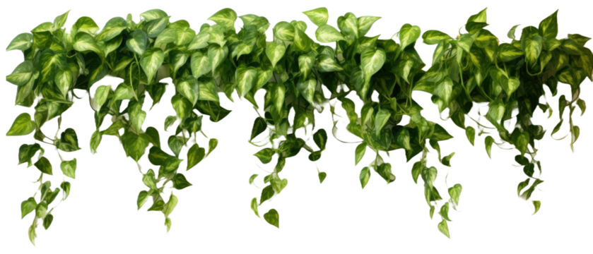 Devil's ivy or golden pathos hanging on transparent background