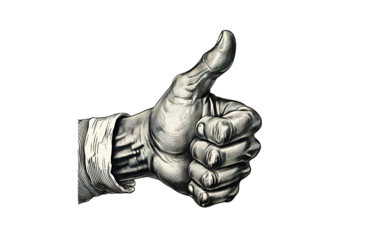 Thumbs up. Sketch illustrations converted isolated on PNG Background. Generative Ai.