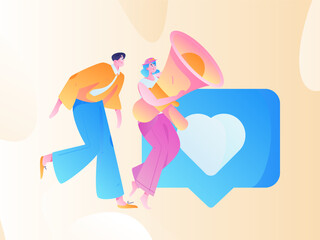 Notification announcement vector creative flat hand drawn illustration
