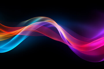 Naklejka premium Curved colorful neon light waves.