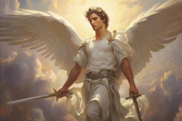 Powerful Archangel Warrior with Divine Weapons - Angelic Guardian of the Heavens