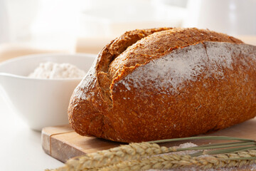 Whole wheat sourdough bread, traditional homemade