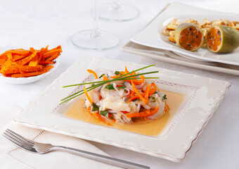 Croaker fish ceviche, typical dish from Central and South America