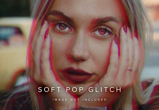 Soft Pop Glitch Photo Effect Mockup