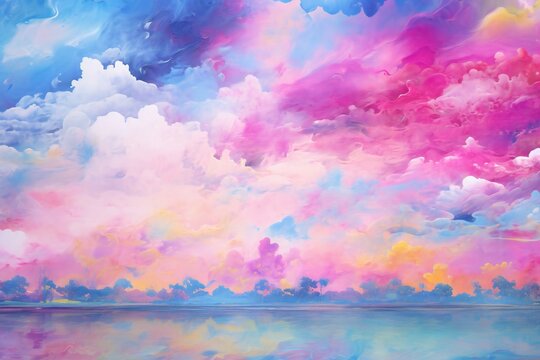 Beautiful sky and clouds, Abstract watercolor background, Digital painting © Brushstroke