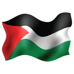 Flag of Palestine Wide format 3D illustration.