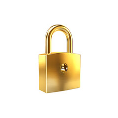 Fototapeta premium Golden lock on transparent background, white background, isolated, icon material, vector illustration